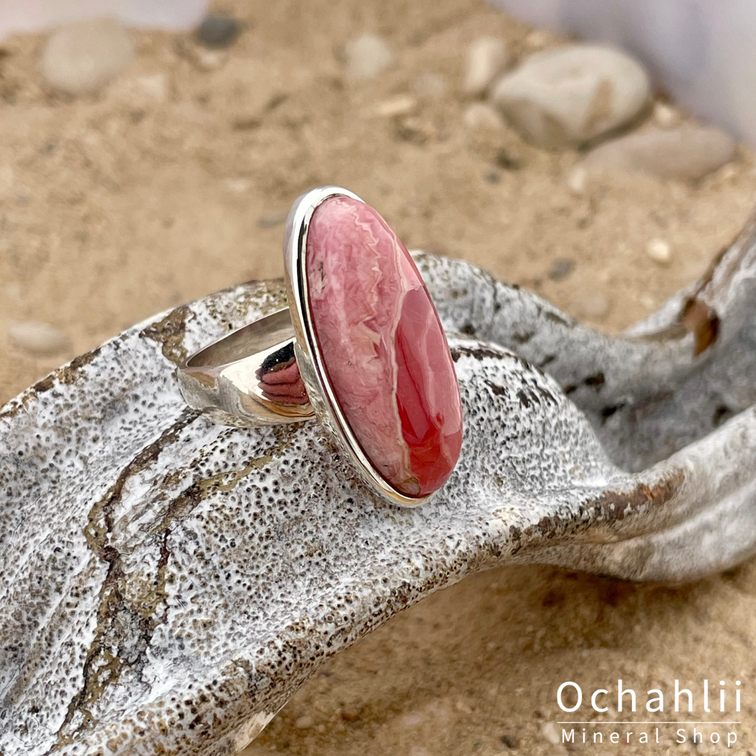 Rhodochrosiet  zilveren ring maat 55