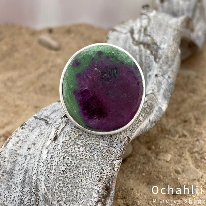 Bague en argent rubis Zoisite taille 63+