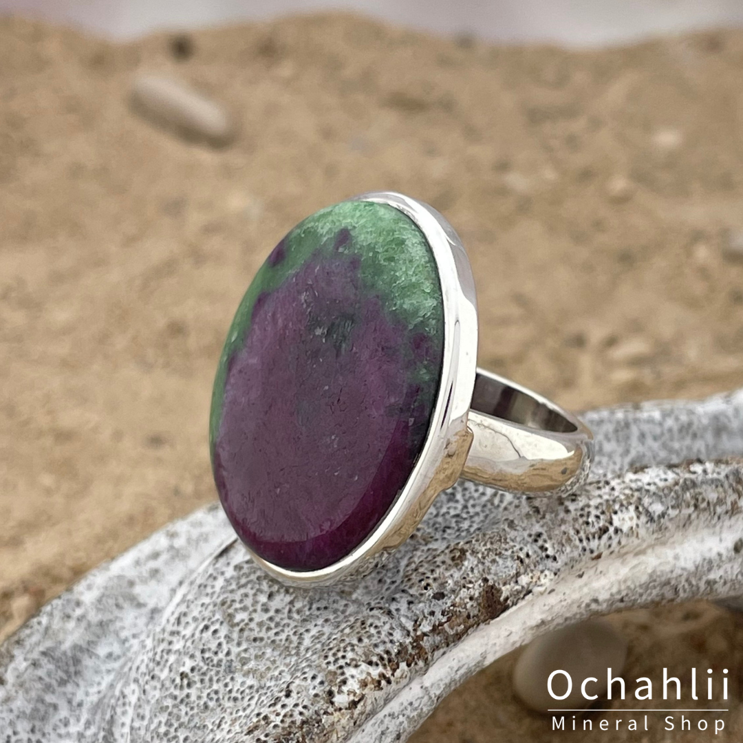 Bague en argent rubis Zoisite taille 63+