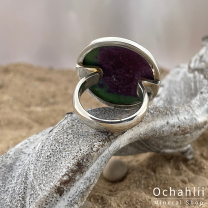 Bague en argent rubis Zoisite taille 63+