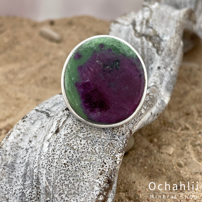 Bague en argent rubis Zoisite taille 63+