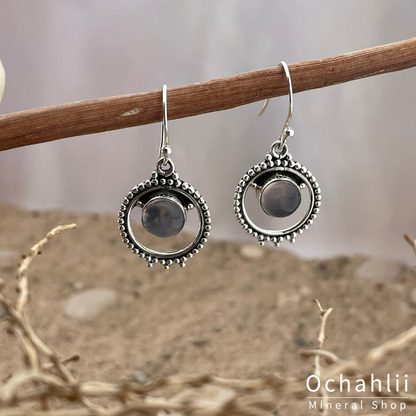 Rose quartz silver earrings 