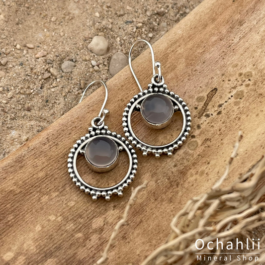 Rose quartz silver earrings 