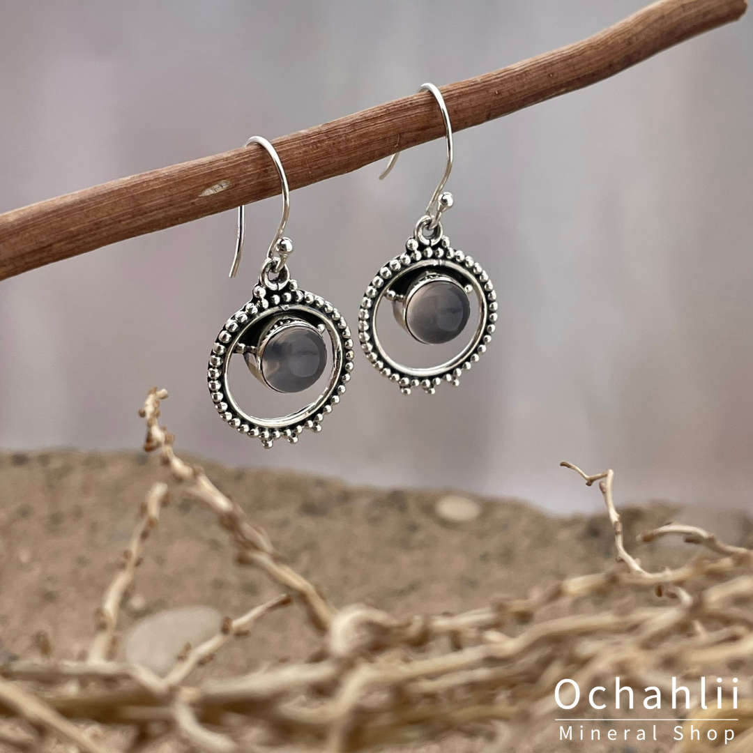 Rose quartz silver earrings 