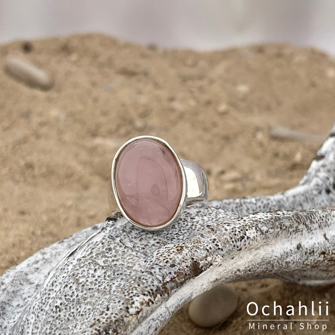 Anillo de plata con rodocrosita talla 52