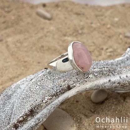 Anillo de plata con rodocrosita talla 52