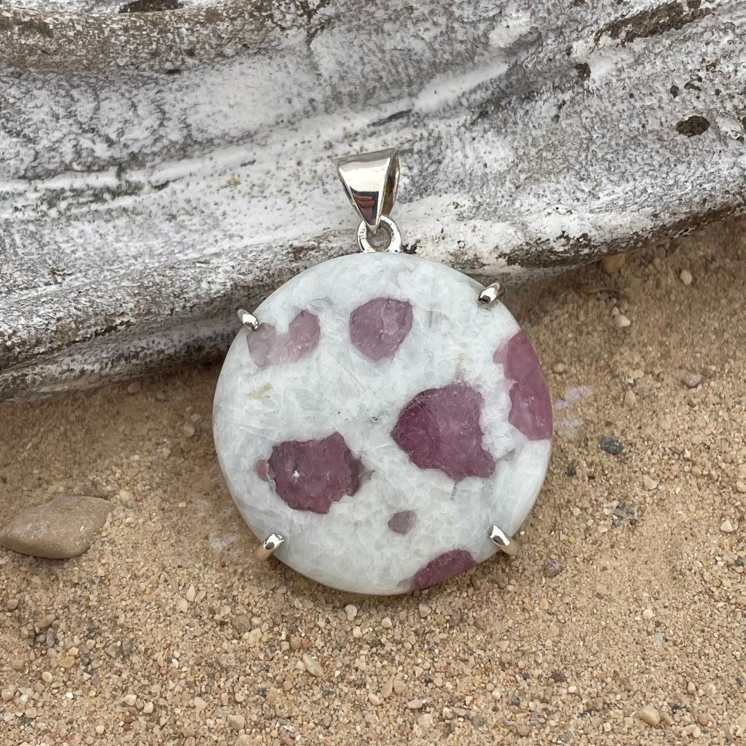 Pendentif en argent Rubellite sur Quartz 