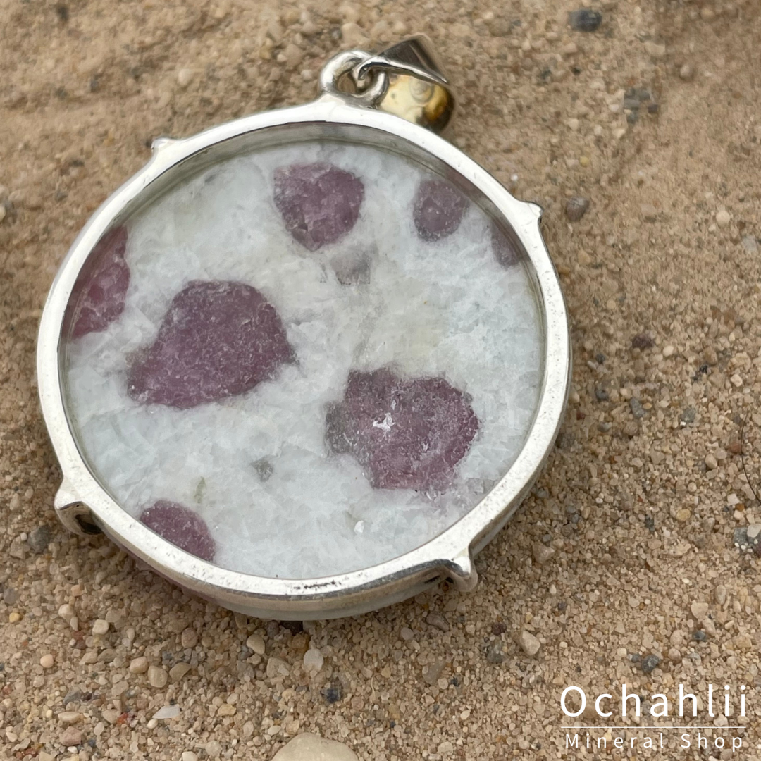 Pendentif en argent Rubellite sur Quartz 