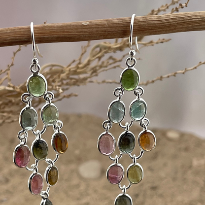 Toermalijn bont oorhangers