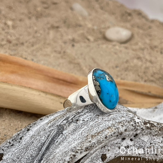 Anillo de plata turquesa de Persia tamaño 54