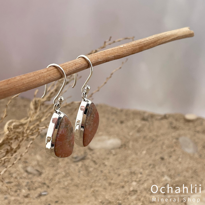 Pendientes de plata de coral fósil