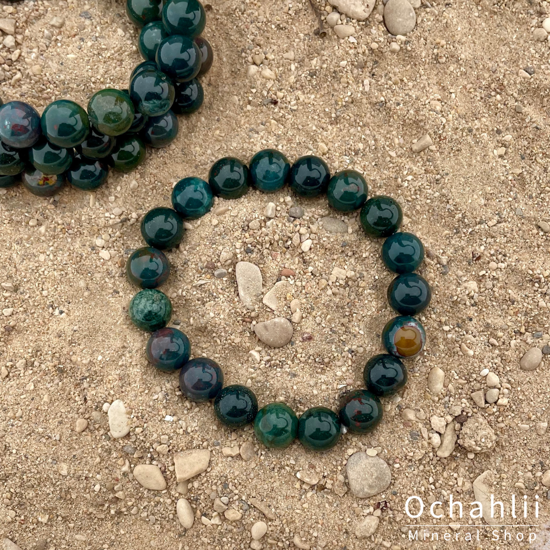 Bracelet Héliotrope (Jaspe Sanguin) 10mm