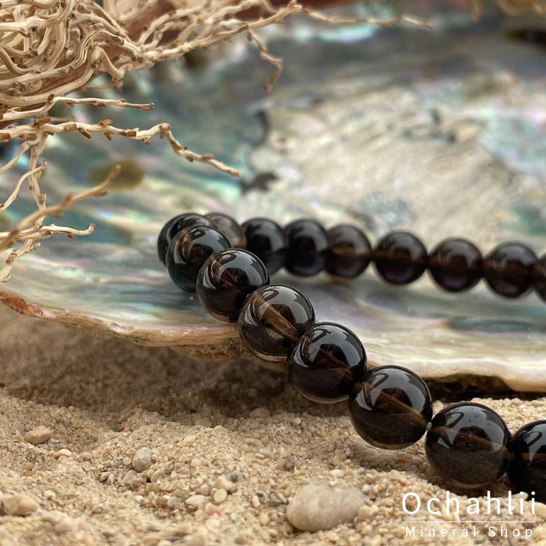 Pulsera de cuarzo ahumado de 8 mm