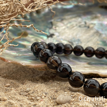 Pulsera de cuarzo ahumado de 8 mm