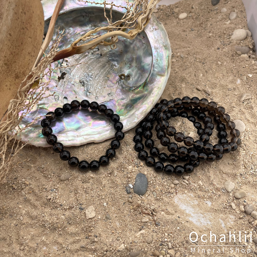 Pulsera de cuarzo ahumado de 8 mm