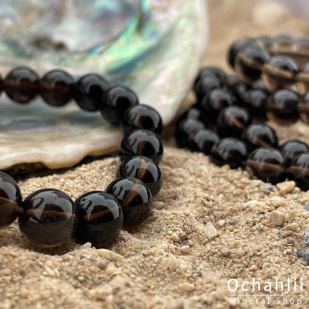 Pulsera de cuarzo ahumado de 8 mm