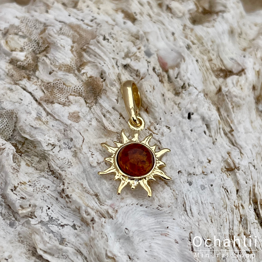 Pendentif plaqué or Ambre (Ambre)