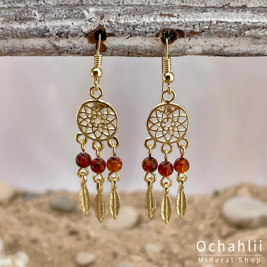 barnsteen oorhanger verguld zilver