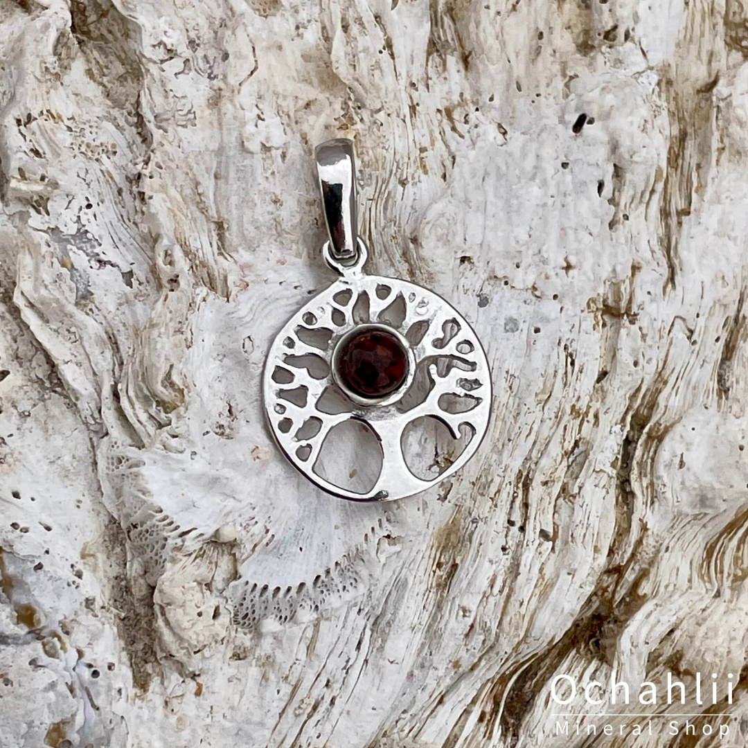 Pendentif en argent ambre (ambre)