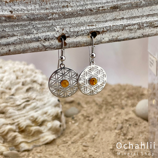 Boucles d'oreilles en argent ambre (ambre)