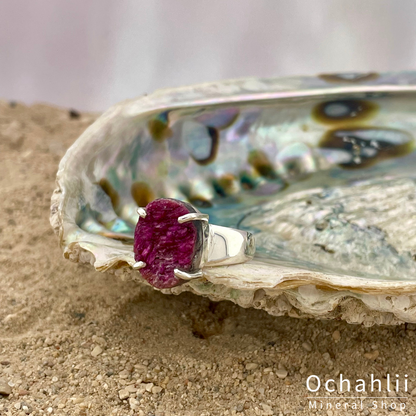 Kobalt Calciet zilveren ring maat 53