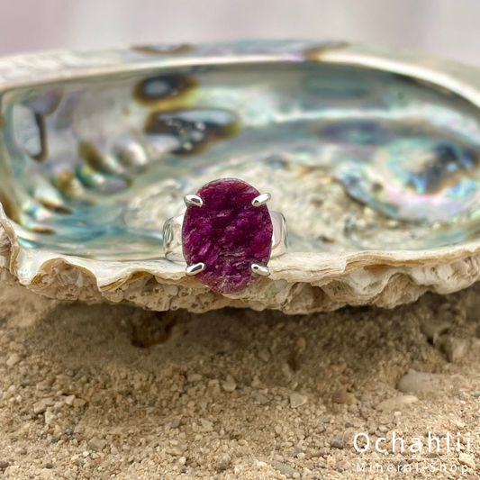 Kobalt Calciet zilveren ring maat 53