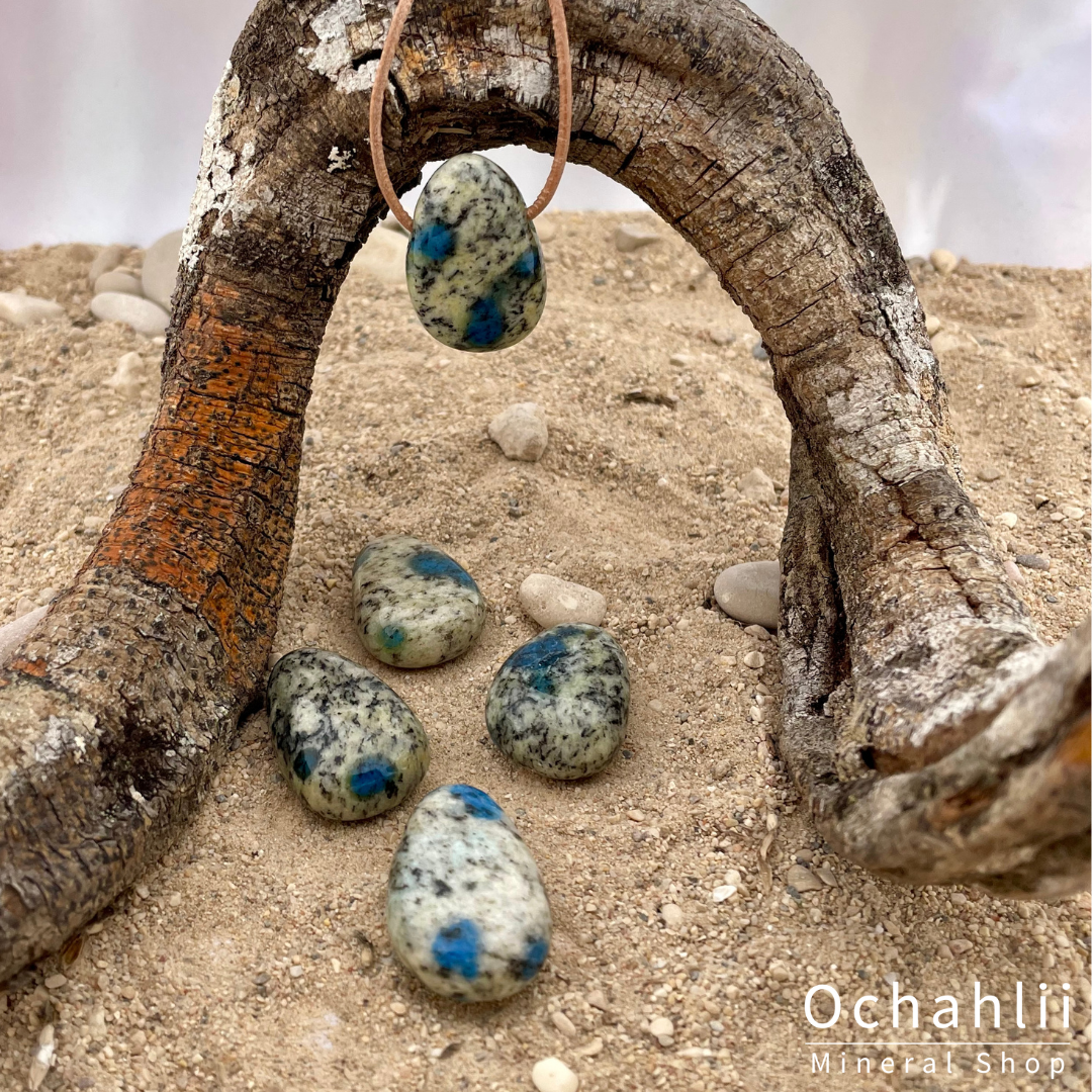 K2 (Azurite on Granite) pierced pendant