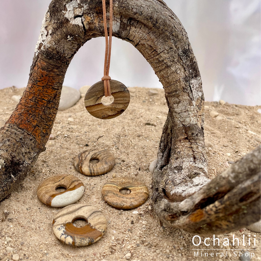 Jaspis Landschap doorboorde hanger