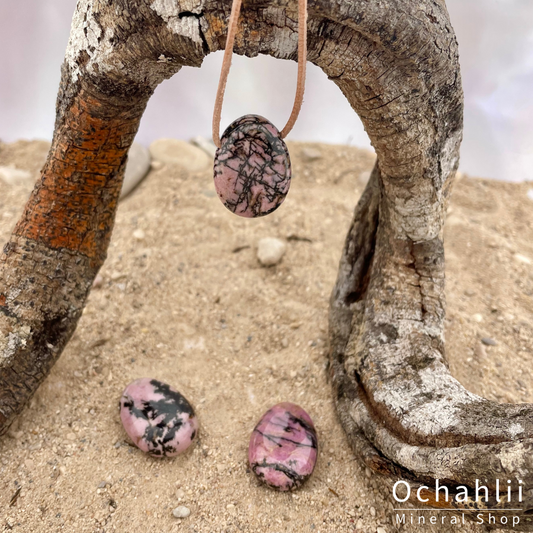 Pendentif percé rhodonite