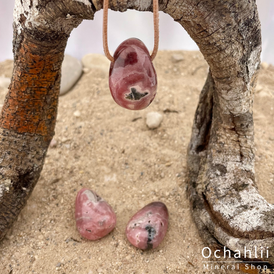 Rhodochrosite pierced pendant