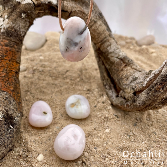 Pendentif percé opale andine rose