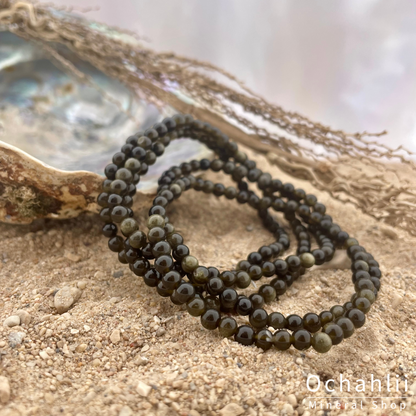 Obsidian gold bracelet 4mm 