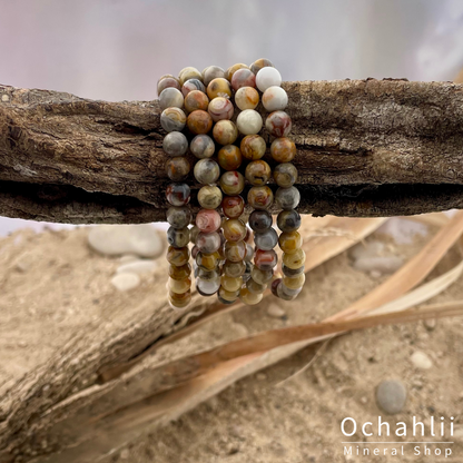 agaat crazy lace kogelarmband van 6mm