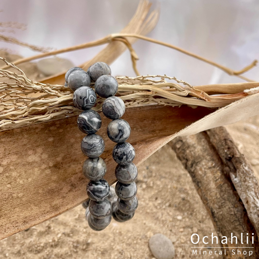 Pulsera de Ágata Crazy Lace gris 10mm