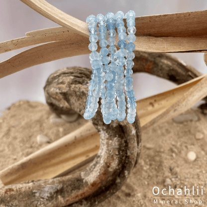Aquamarine ball bracelet facet 4mm "Expression"