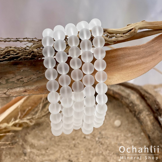 Bracelet cristal de roche 8 mm mat