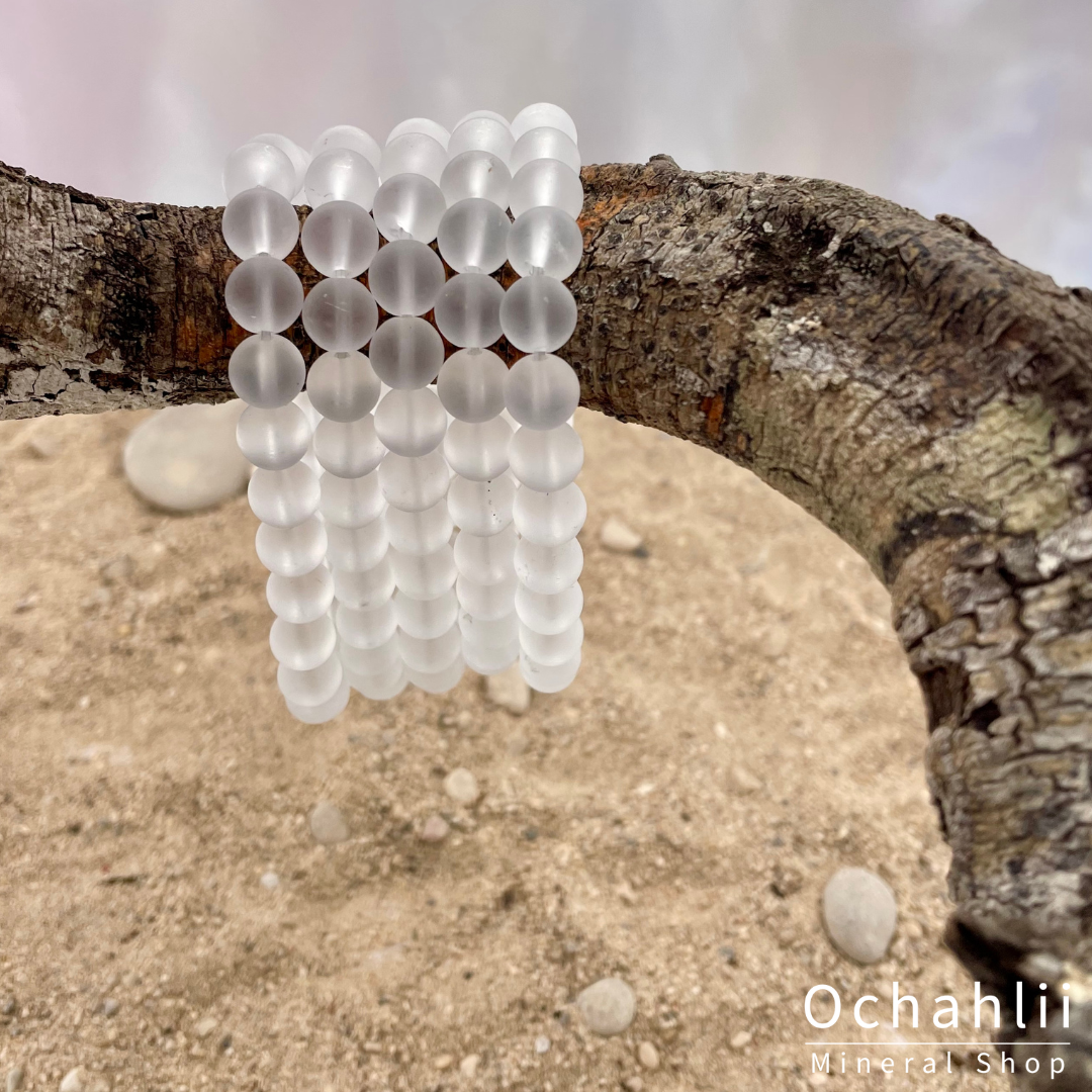 Pulsera de cristal de roca 8 mm mate