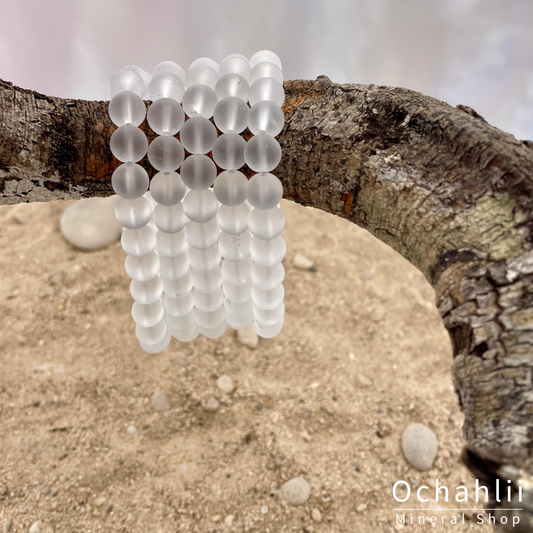 Bracelet cristal de roche 8 mm mat