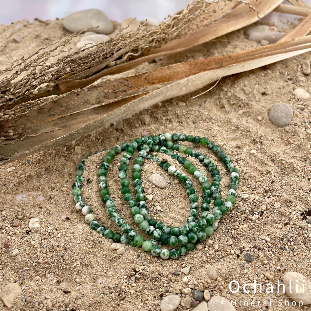 Tree agate ball bracelet 4mm "Earthing"