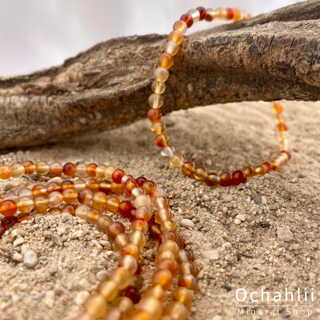 Bracelet cornaline 4mm