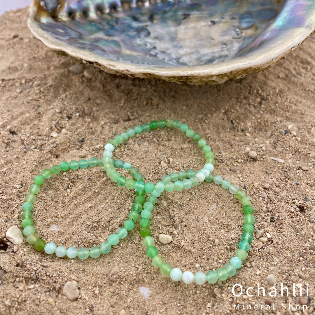Pulsera de crisoprasa facetada de 4 mm