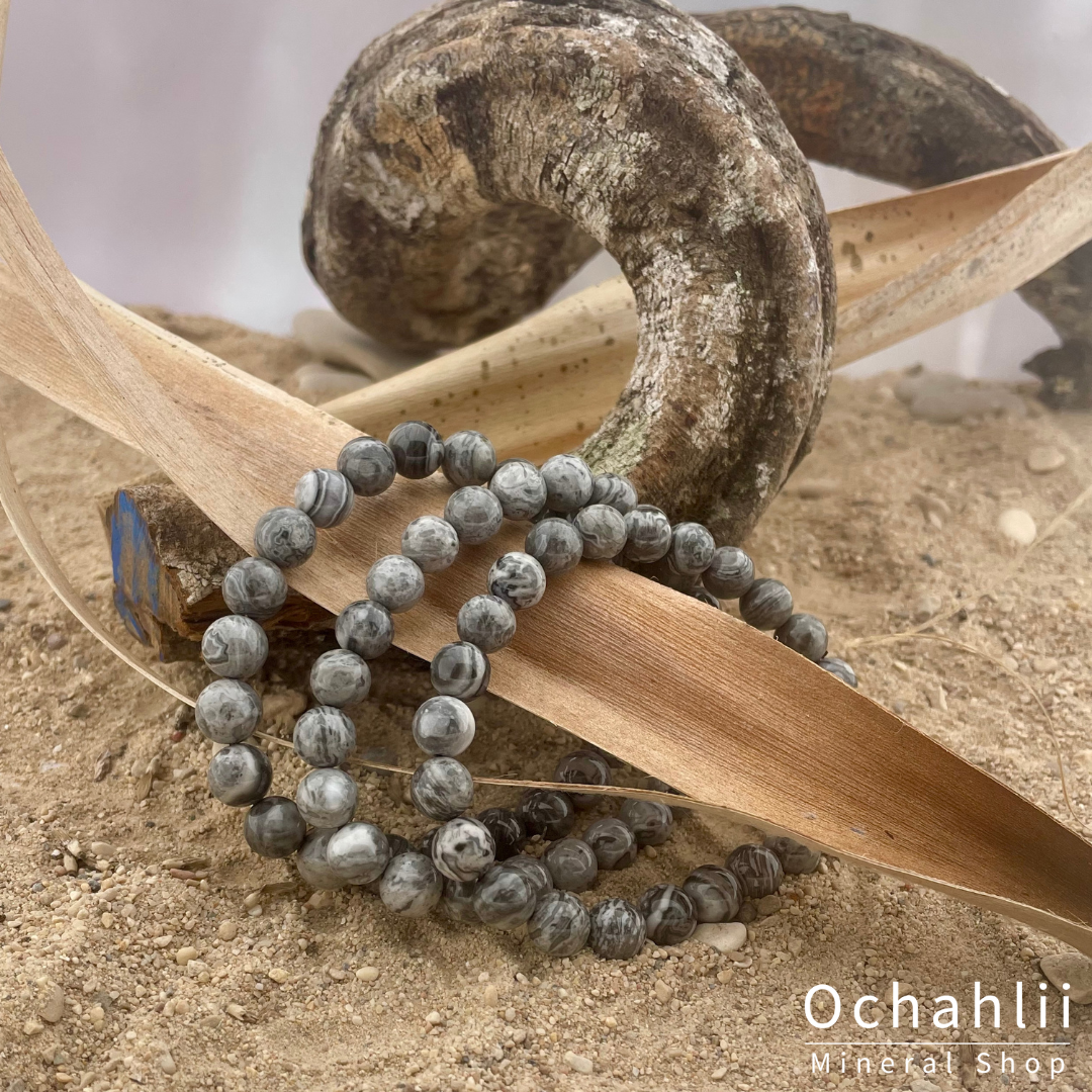 Bracelet Agate Crazy Lace gris 8mm