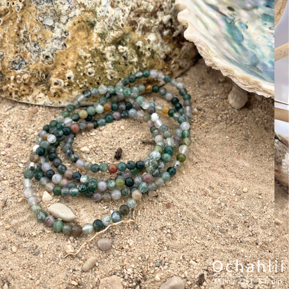 Moss agate bracelet 4mm