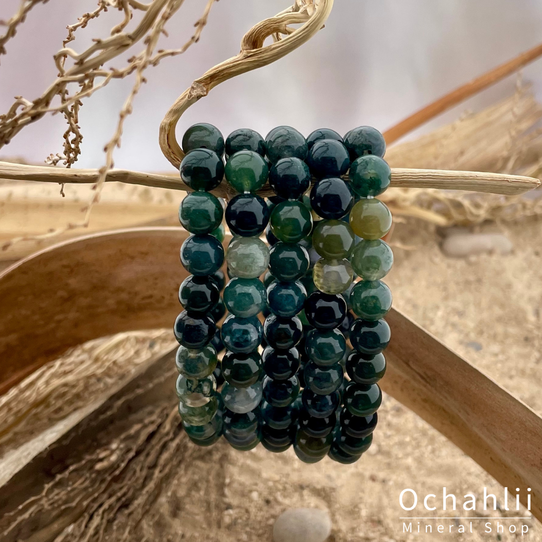 Moss agate bracelet 8mm