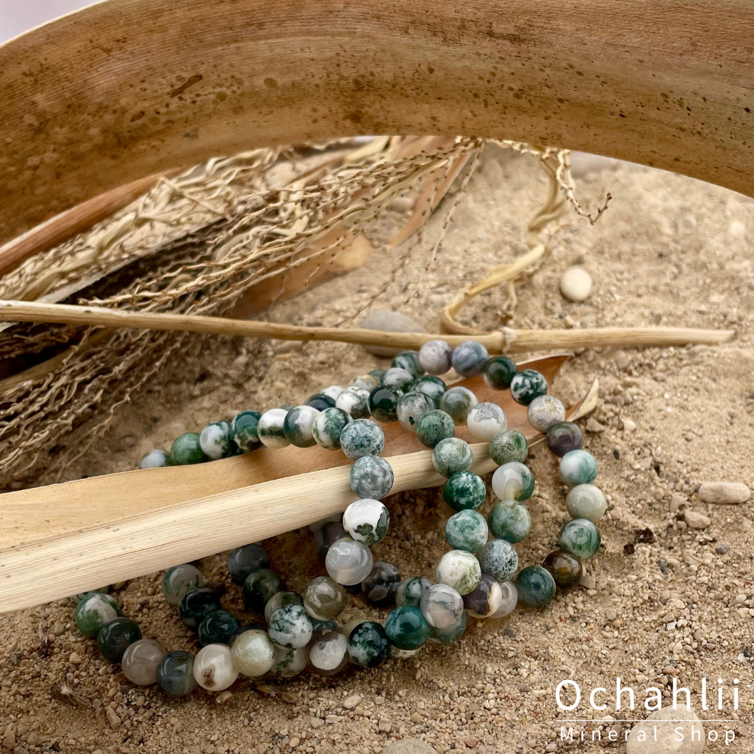 Moss agate light bracelet 8mm