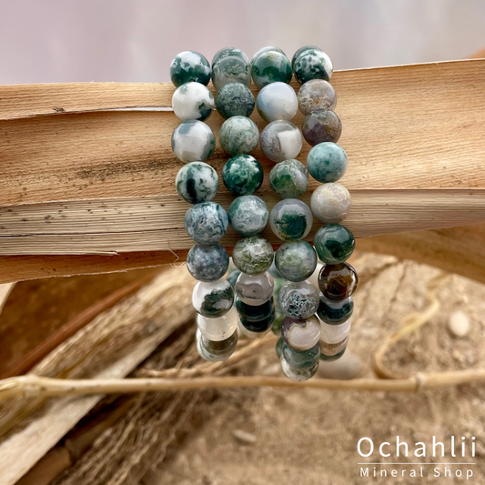 Moss agate light bracelet 8mm