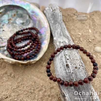 Obsidiaan mahony armband 6mm