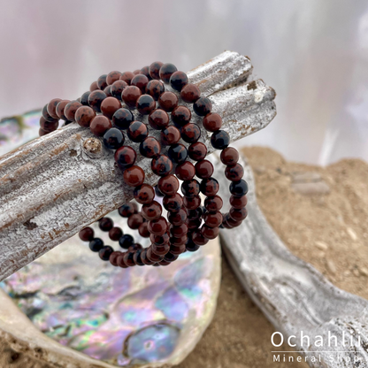 Obsidiaan mahony armband 6mm