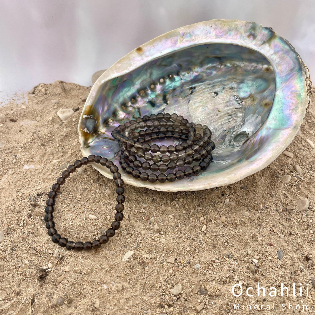 Smoky quartz bracelet facet 6mm