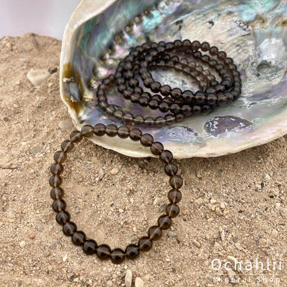 Pulsera de cuarzo ahumado de 6 mm